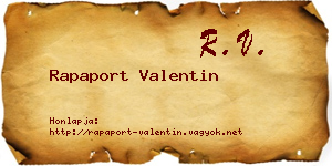 Rapaport Valentin névjegykártya